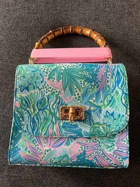 New Lilly Pulitzer Bamboo Strap Bag
